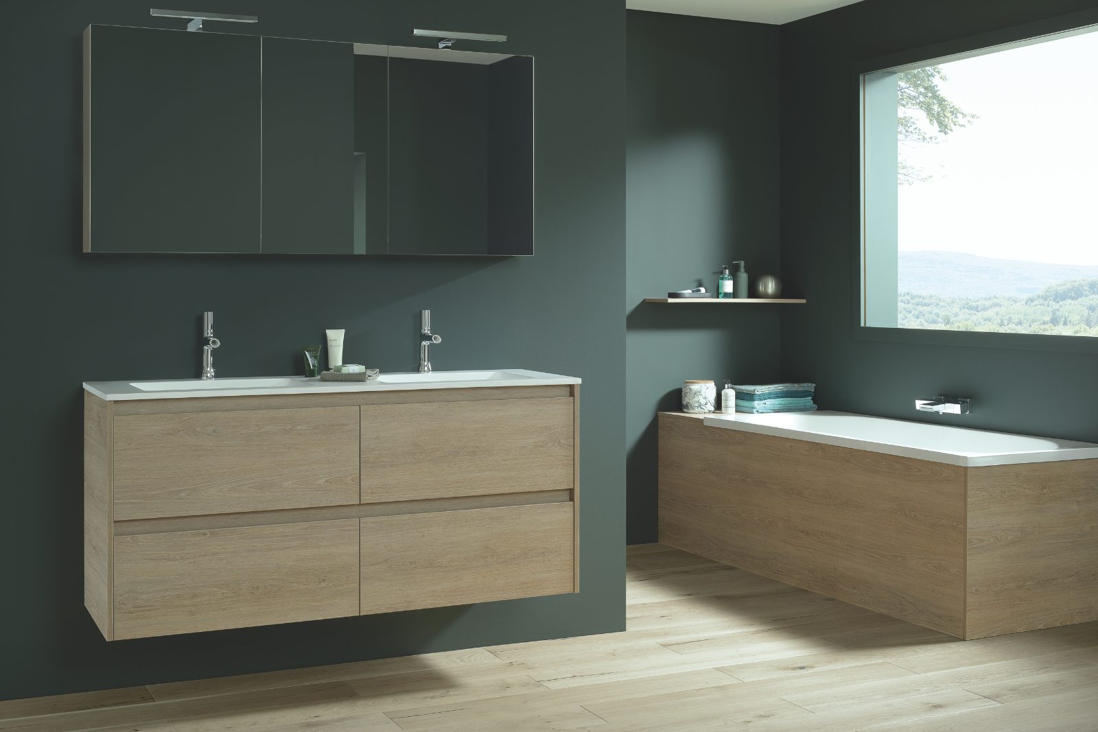 Grand meuble de salle de bain sans poignée Doblo - Sanijura