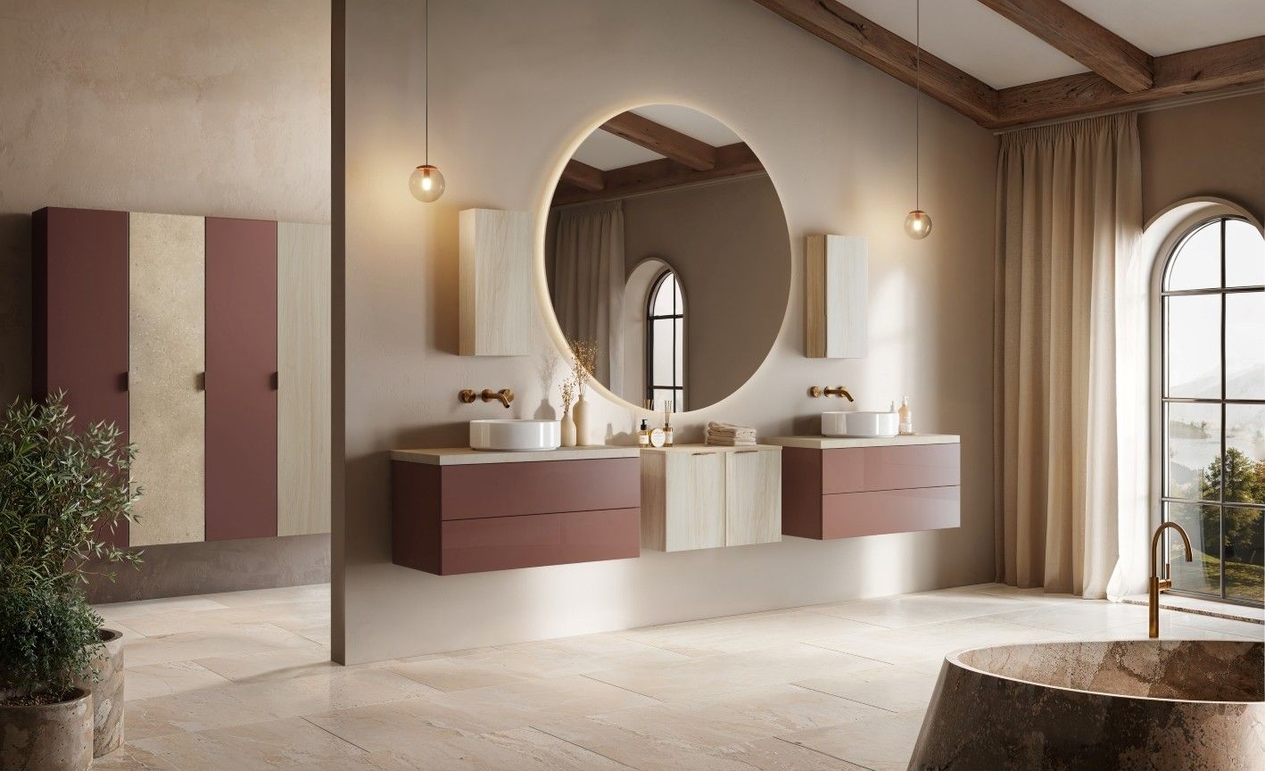 Miroir de salle de bain sur mesure rond Sanijura avec éclairage