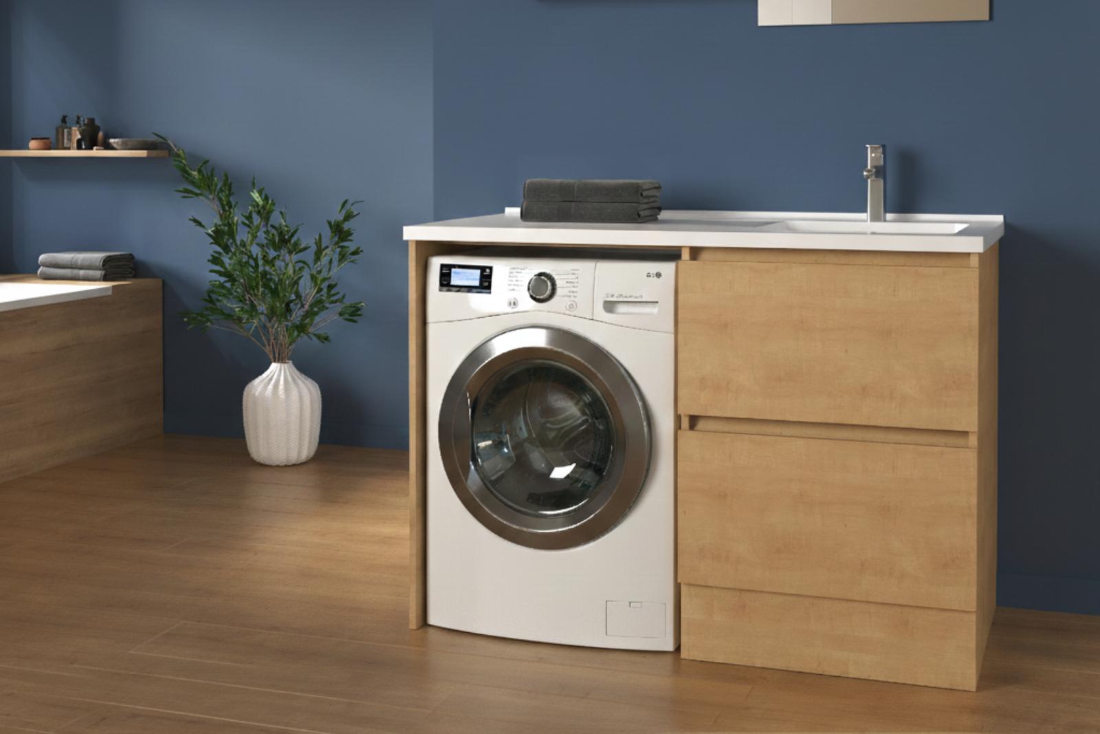 Photo d'un meuble sous vaque Buanderie pour ranger astucieusement son lave linge