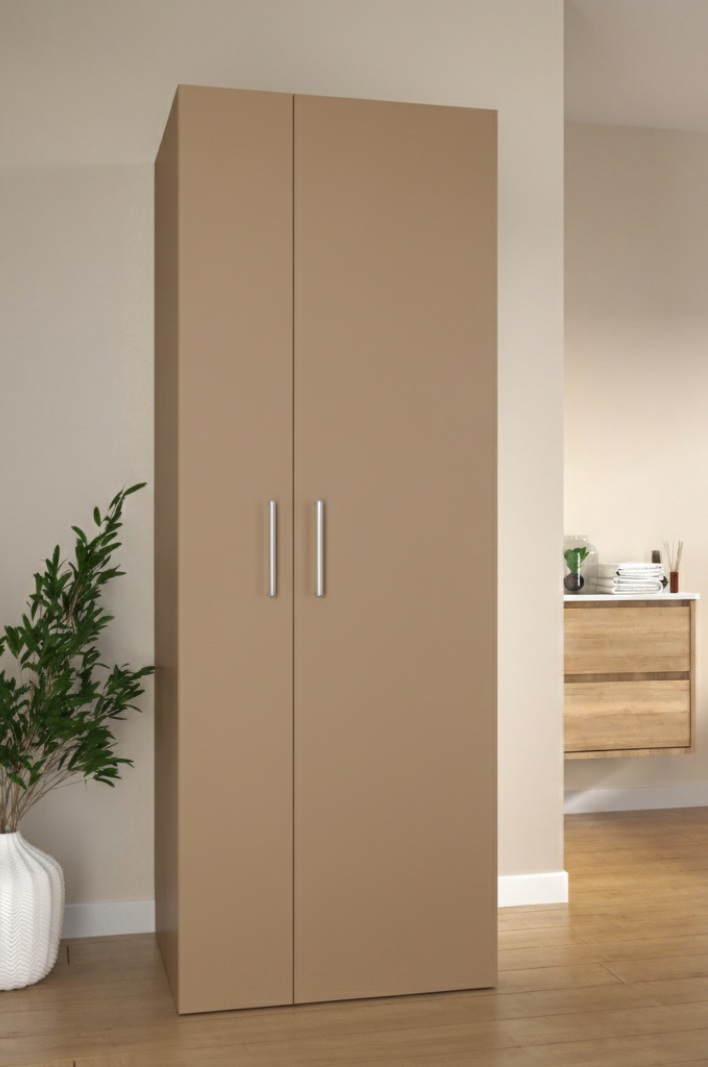 Photo d'une colonne de rangement Sanijura pour machine à laver et sèche linge de couleur caramel