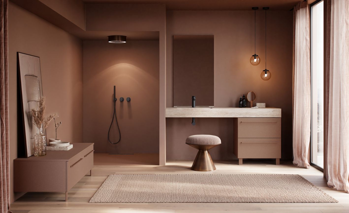 Photo d’une salle de bain design Sanijura de couleur mocha mousse
